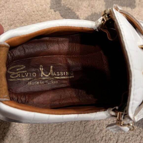 designer silvio massimo white leather sneakers size 42 9 US size all leather - Picture 4 of 11